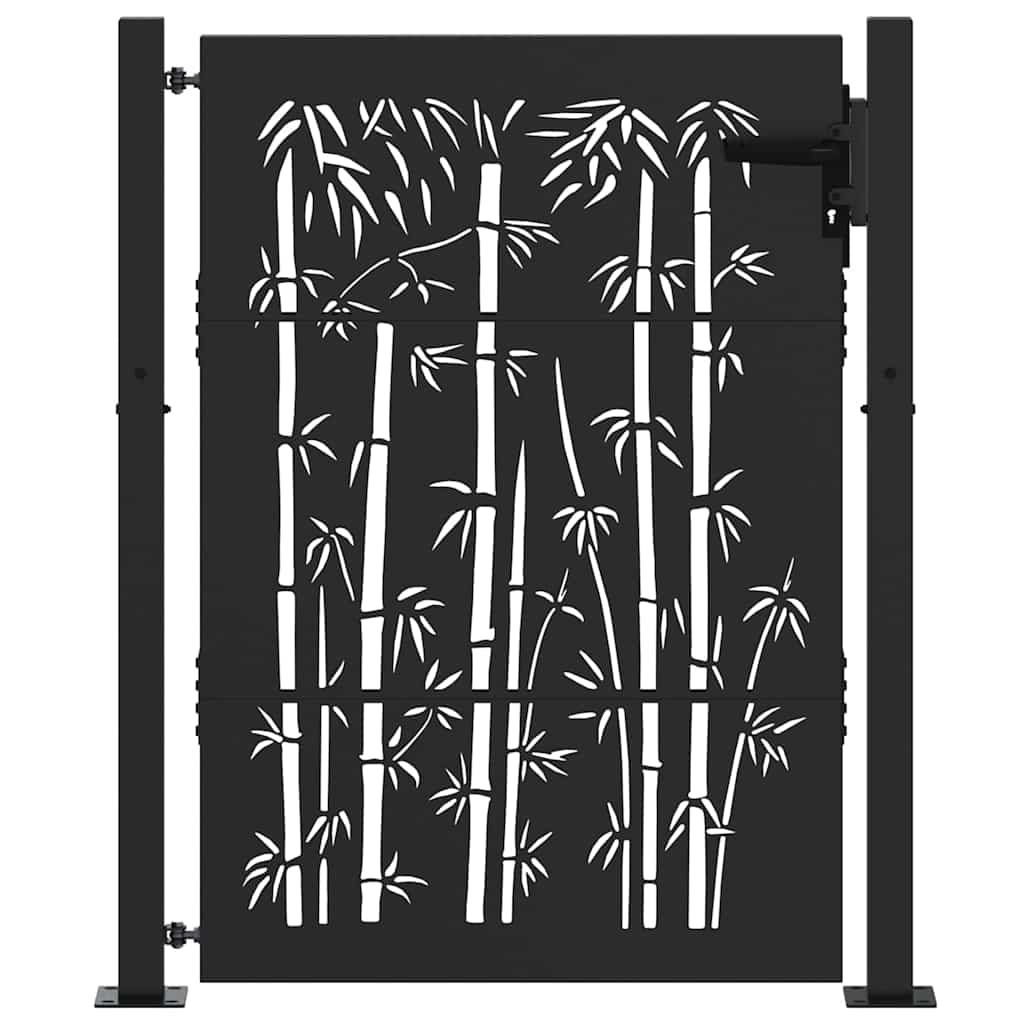 Vrtna vrata Crna 110 x 130 cm Čelik s prahom premazan