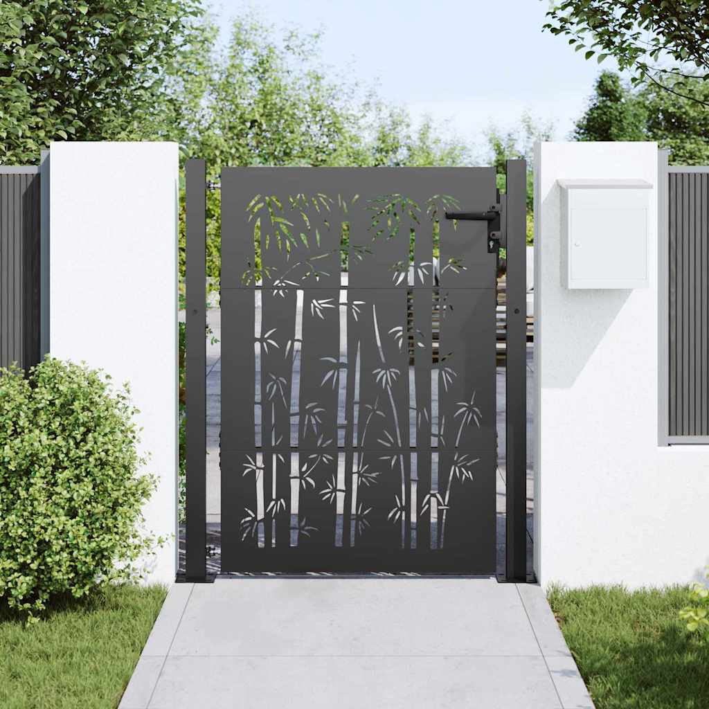 Vrtna vrata Crna 110 x 155 cm Čelik s prahom premazan