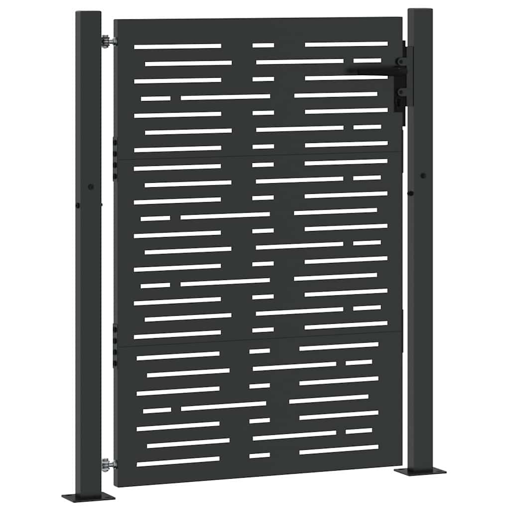 Vrtna vrata Crna 110 x 155 cm Čelik s prahom premazan