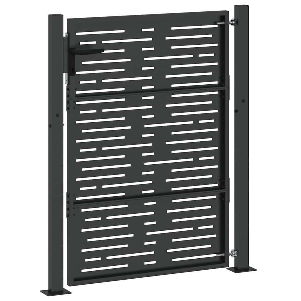 Vrtna vrata Crna 110 x 155 cm Čelik s prahom premazan