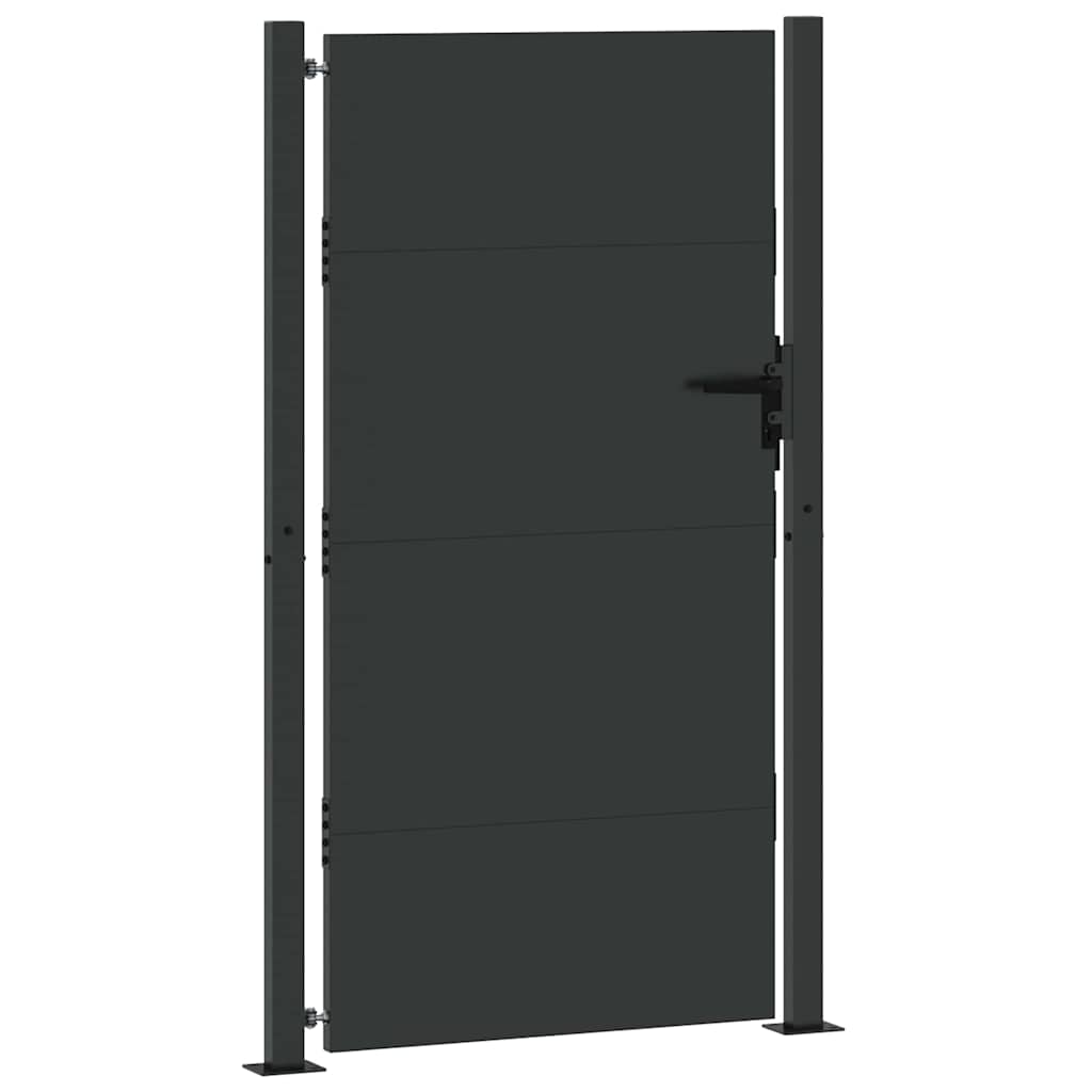 Vrtna vrata Crna 110 x 180 cm Čelik s prahom premazan