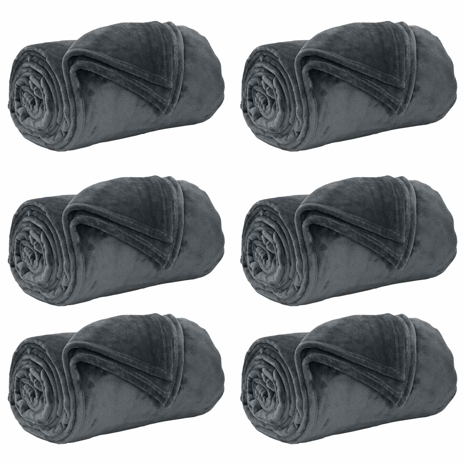 Pokrivači za bacanje 6 pcs Tamno siva 220 x 240 cm Runo