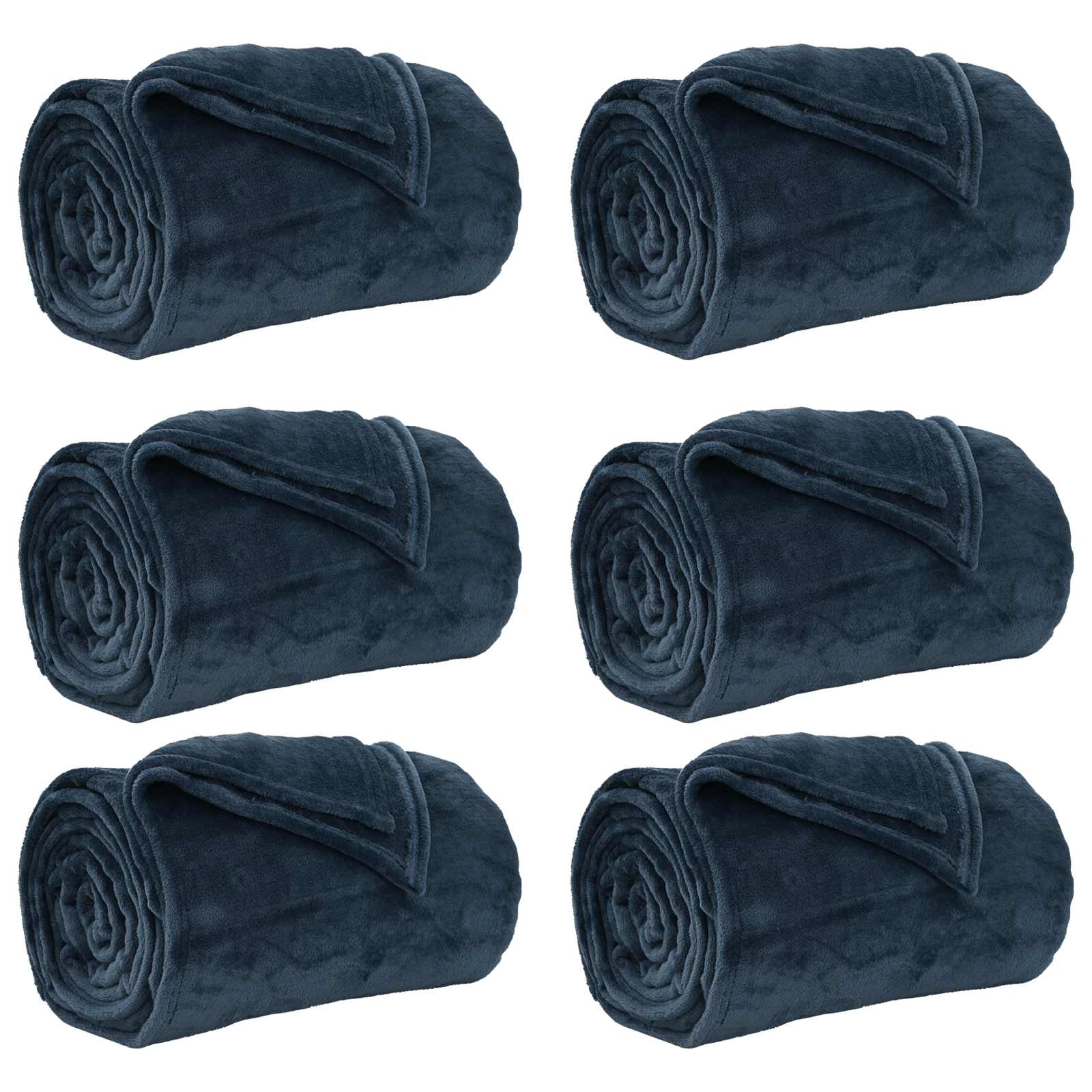 Pokrivači za bacanje 6 pcs Mornarsko plava 150 x 200 cm Runo