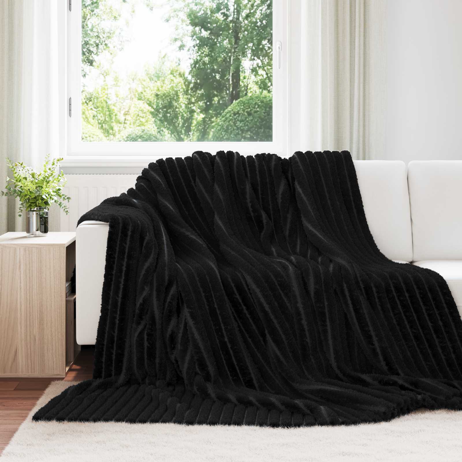 Pokrivač Crna 270 x 240 cm Runo