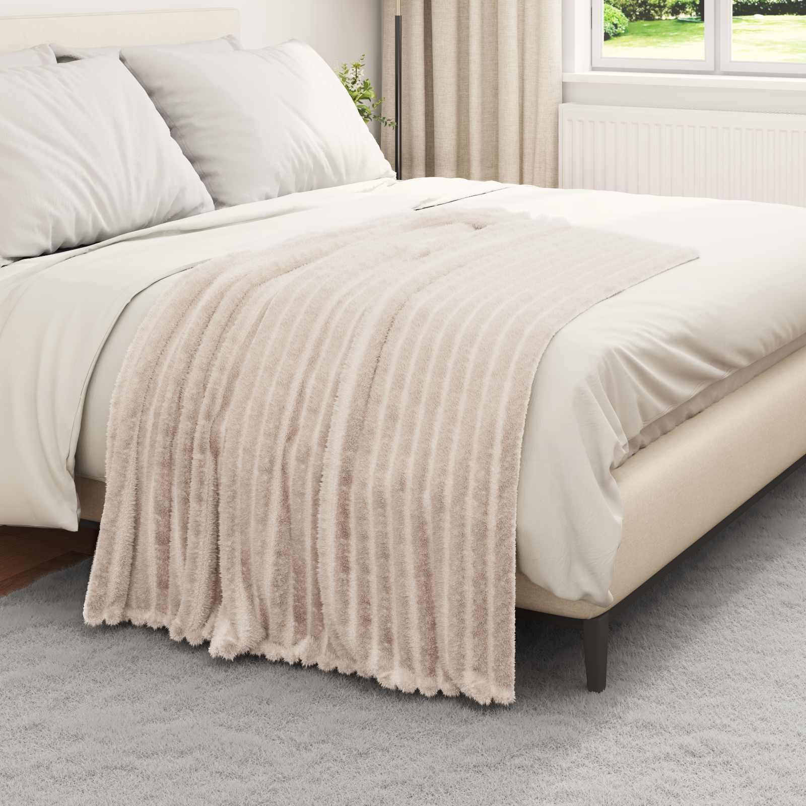 Pokrivači za bacanje 6 pcs Bež 150 x 130 cm Runo