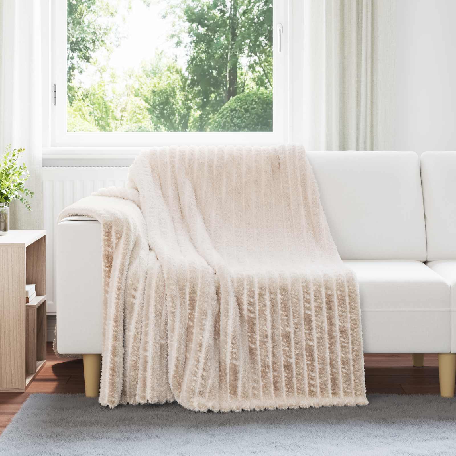 Pokrivači za bacanje 6 pcs Bež 200 x 150 cm Runo
