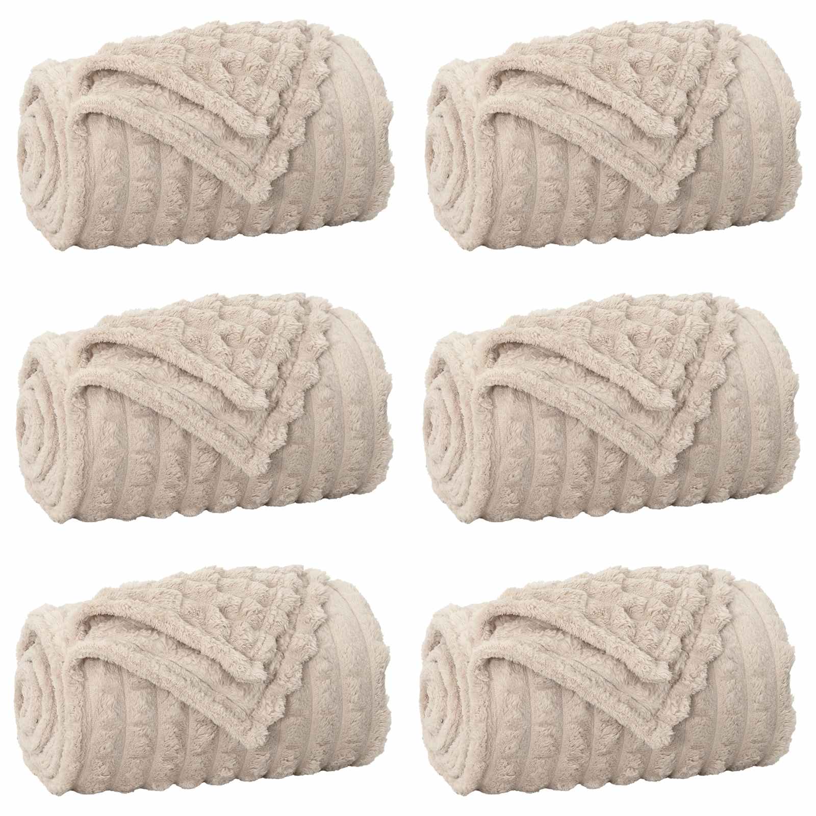 Pokrivači za bacanje 6 pcs Bež 270 x 240 cm Runo