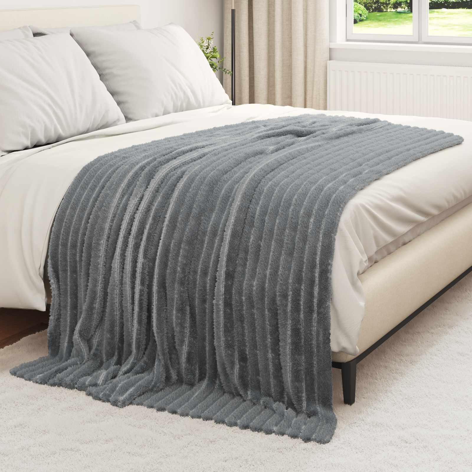 Pokrivači za bacanje 6 pcs Tamno siva 200 x 150 cm Runo