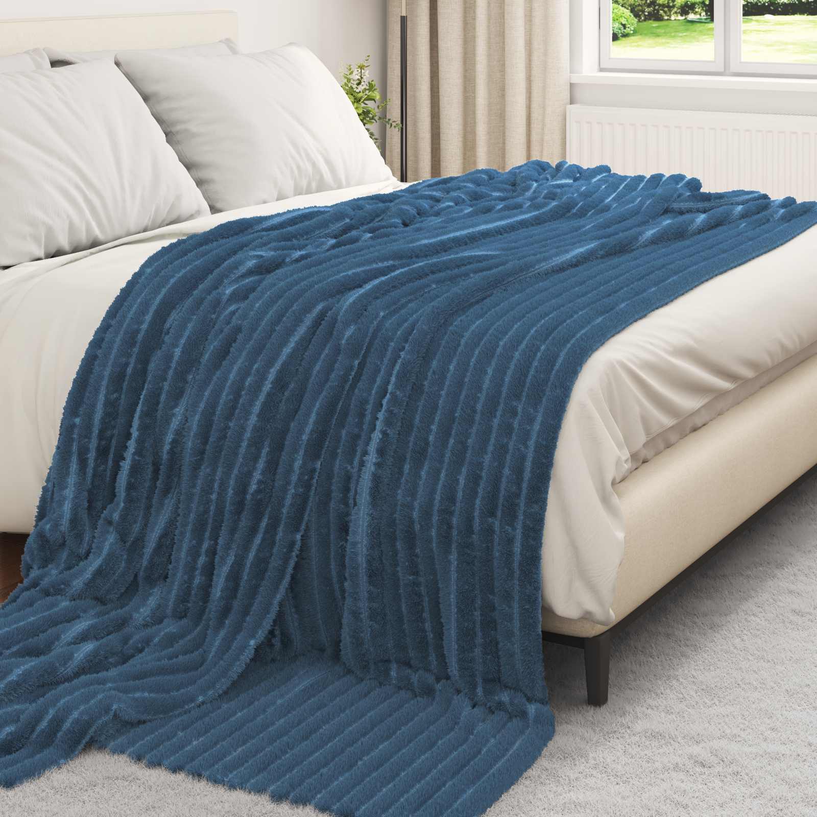 Pokrivači za bacanje 6 pcs Mornarsko plava 240 x 220 cm Runo