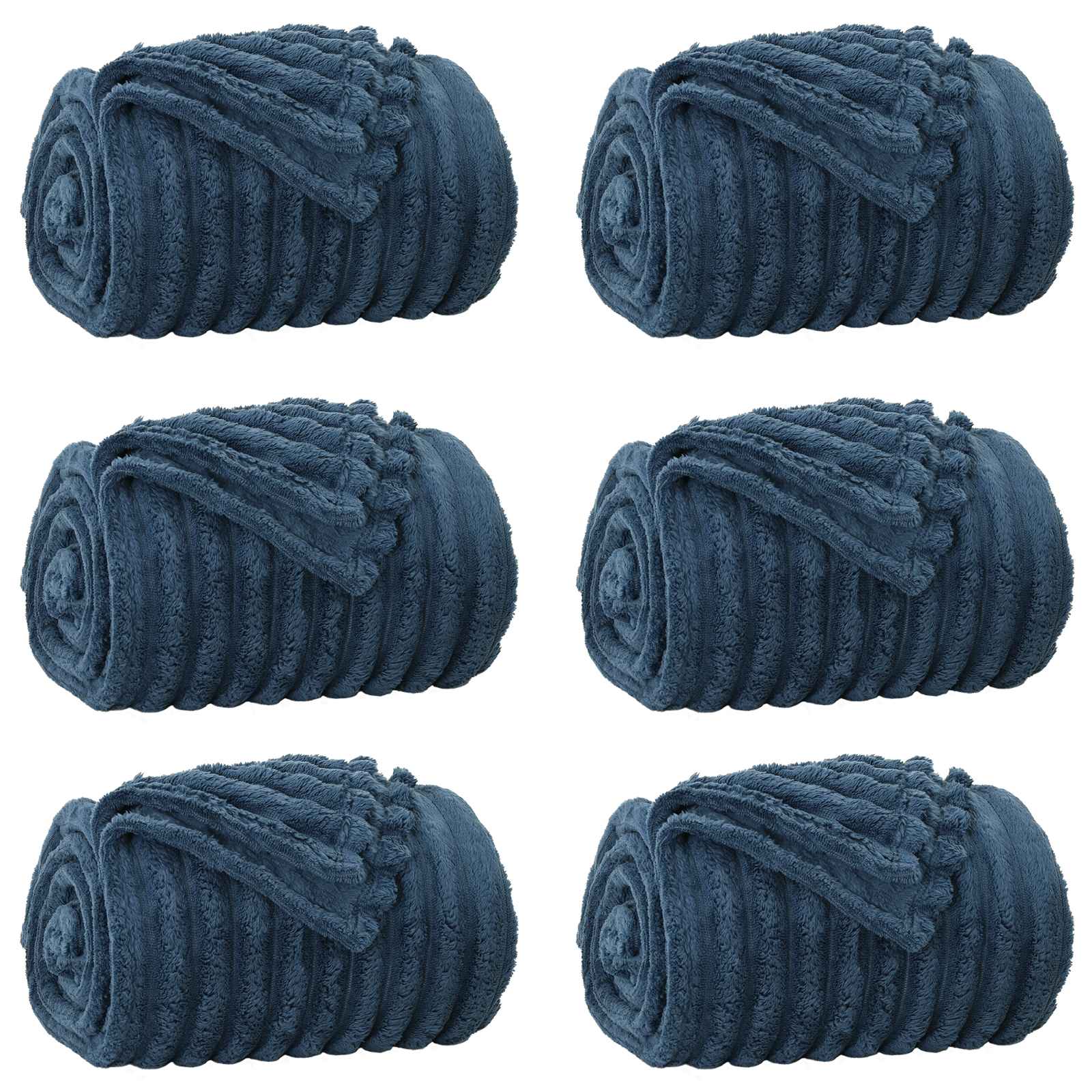 Pokrivači za bacanje 6 pcs Mornarsko plava 270 x 240 cm Runo