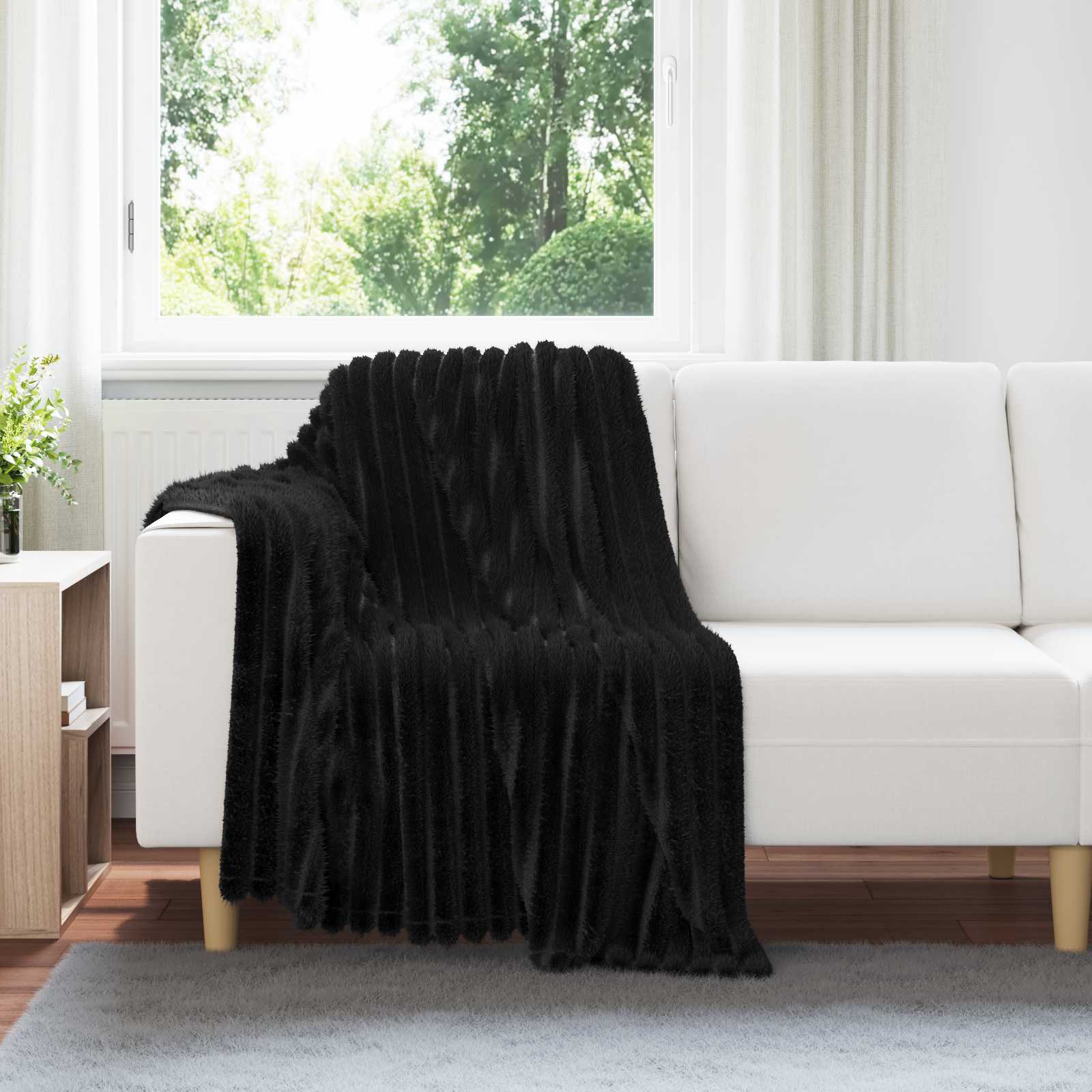 Pokrivači za bacanje 6 pcs Crna 150 x 130 cm Runo
