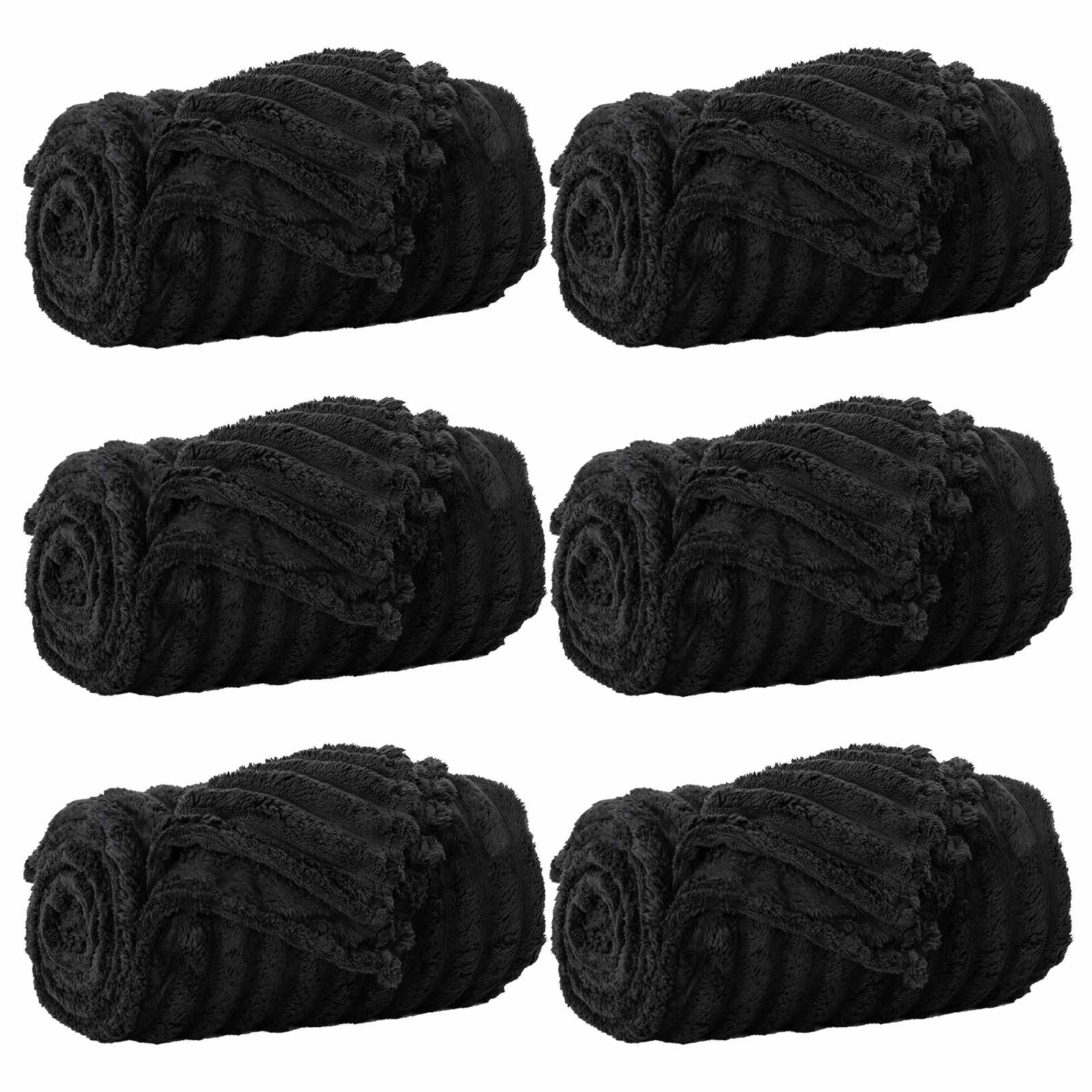 Pokrivači za bacanje 6 pcs Crna 200 x 150 cm Runo