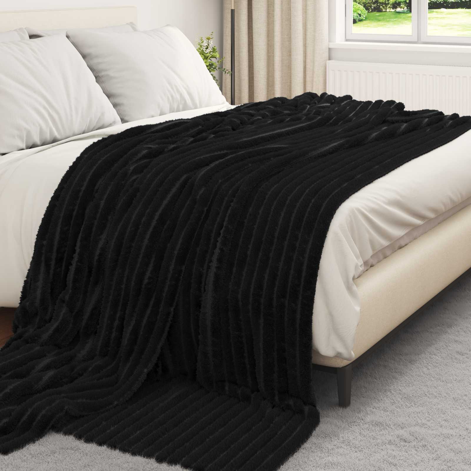 Pokrivači za bacanje 6 pcs Crna 270 x 240 cm Runo