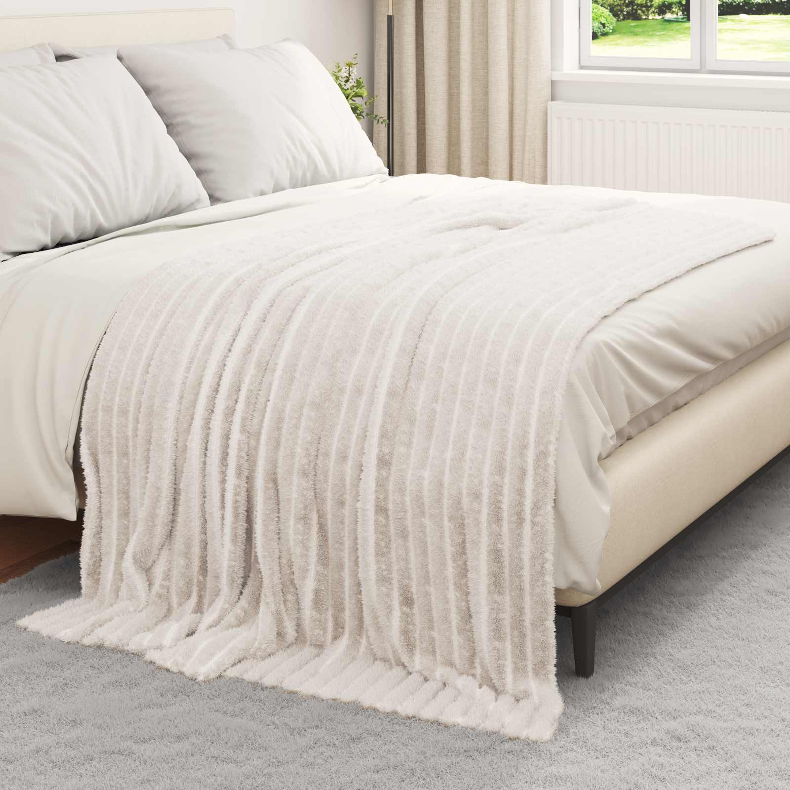 Pokrivači za bacanje 6 pcs Krema 200 x 150 cm Runo