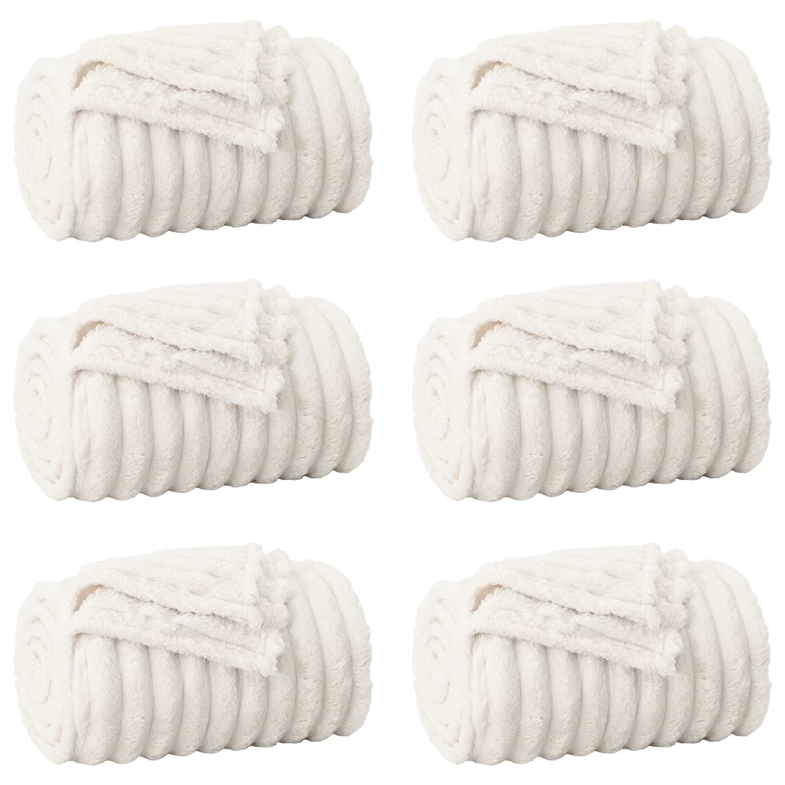 Pokrivači za bacanje 6 pcs Krema 270 x 240 cm Runo