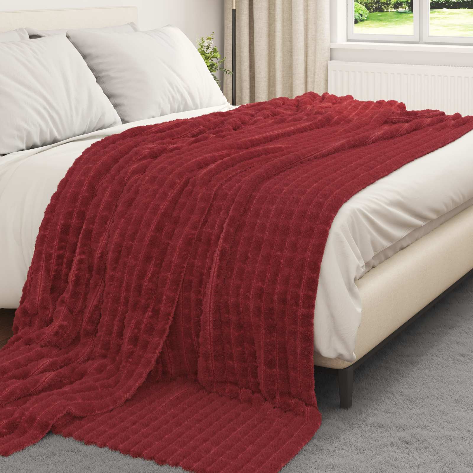 Pokrivač Bordeaux Crvena 240 x 220 cm Runo