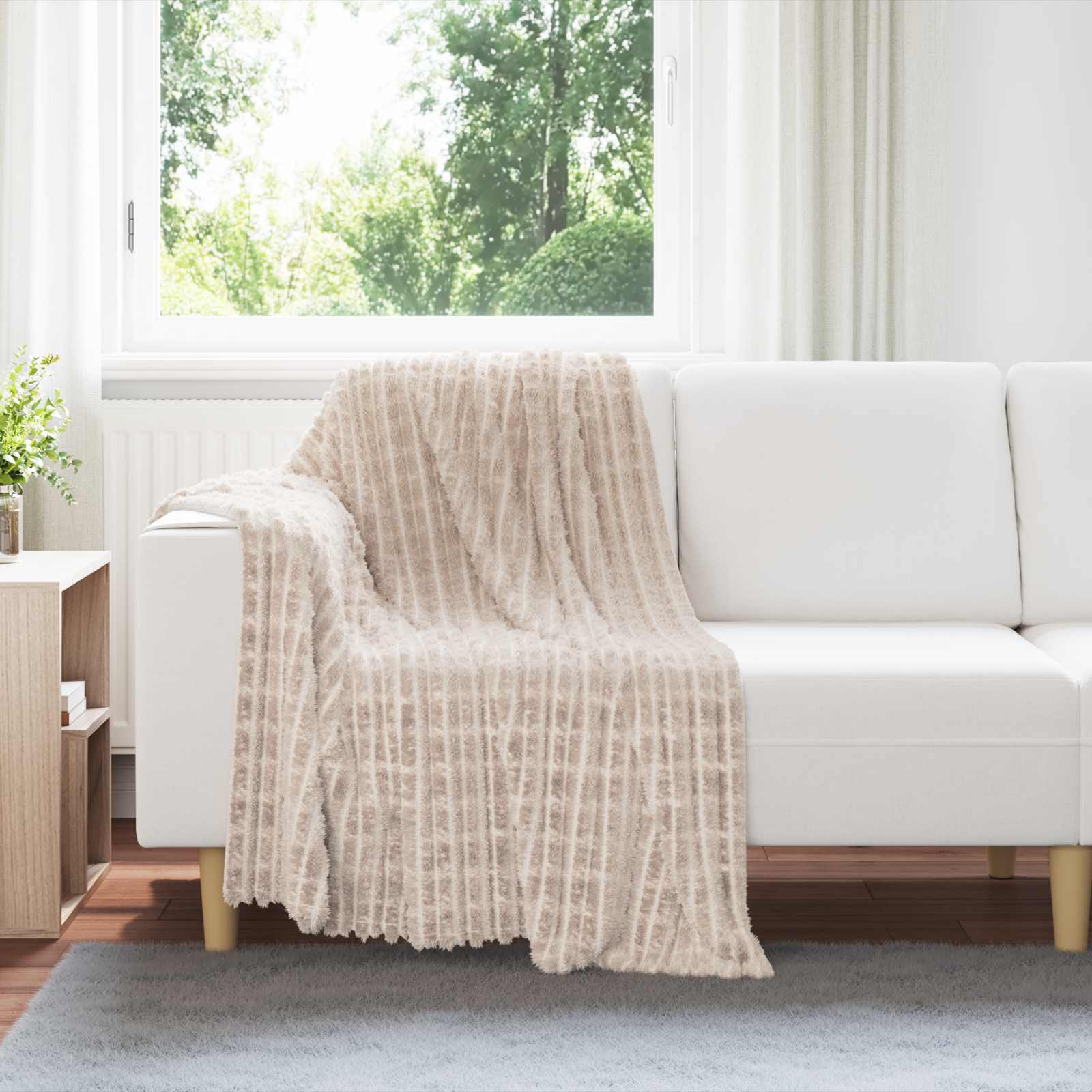 Pokrivači za bacanje 6 pcs Bež 150 x 130 cm Runo