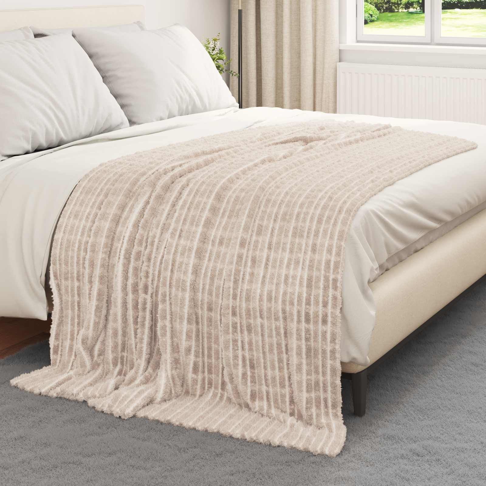 Pokrivači za bacanje 6 pcs Bež 200 x 150 cm Runo