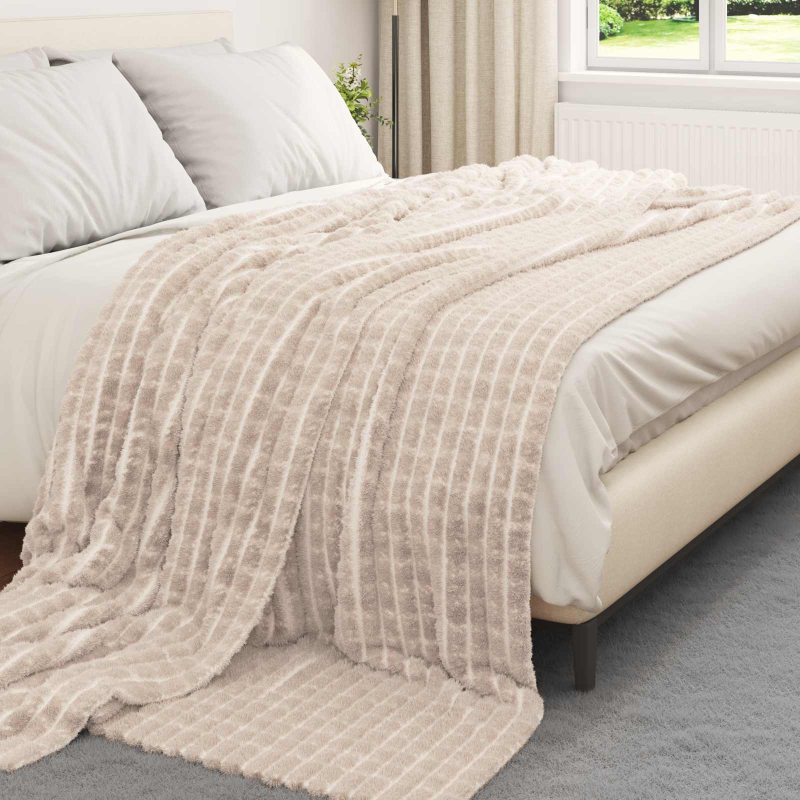 Pokrivači za bacanje 6 pcs Bež 240 x 220 cm Runo