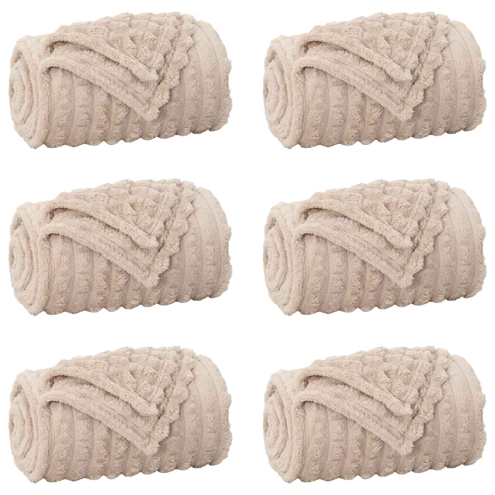 Pokrivači za bacanje 6 pcs Bež 240 x 220 cm Runo