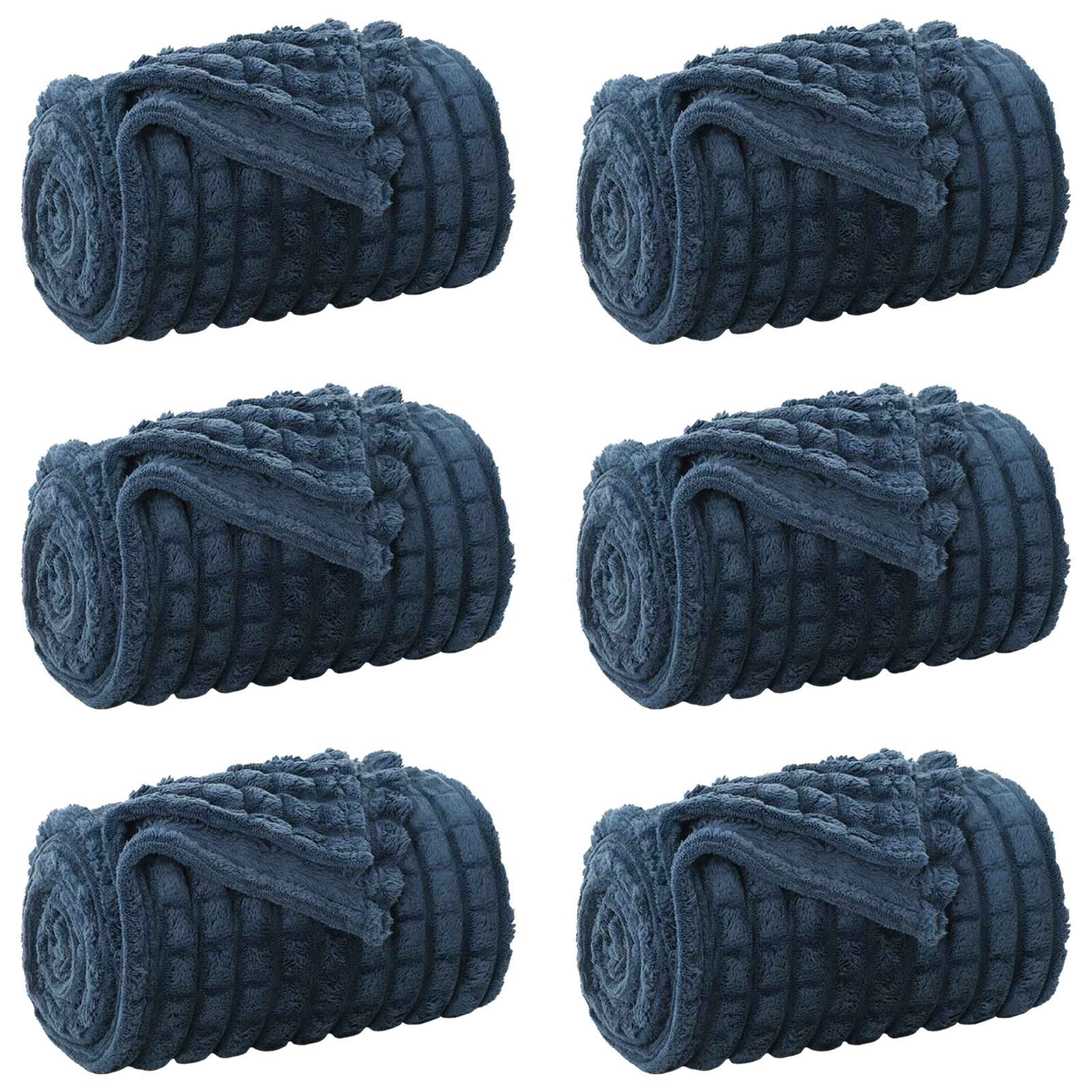 Pokrivači za bacanje 6 pcs Mornarsko plava 150 x 130 cm Runo