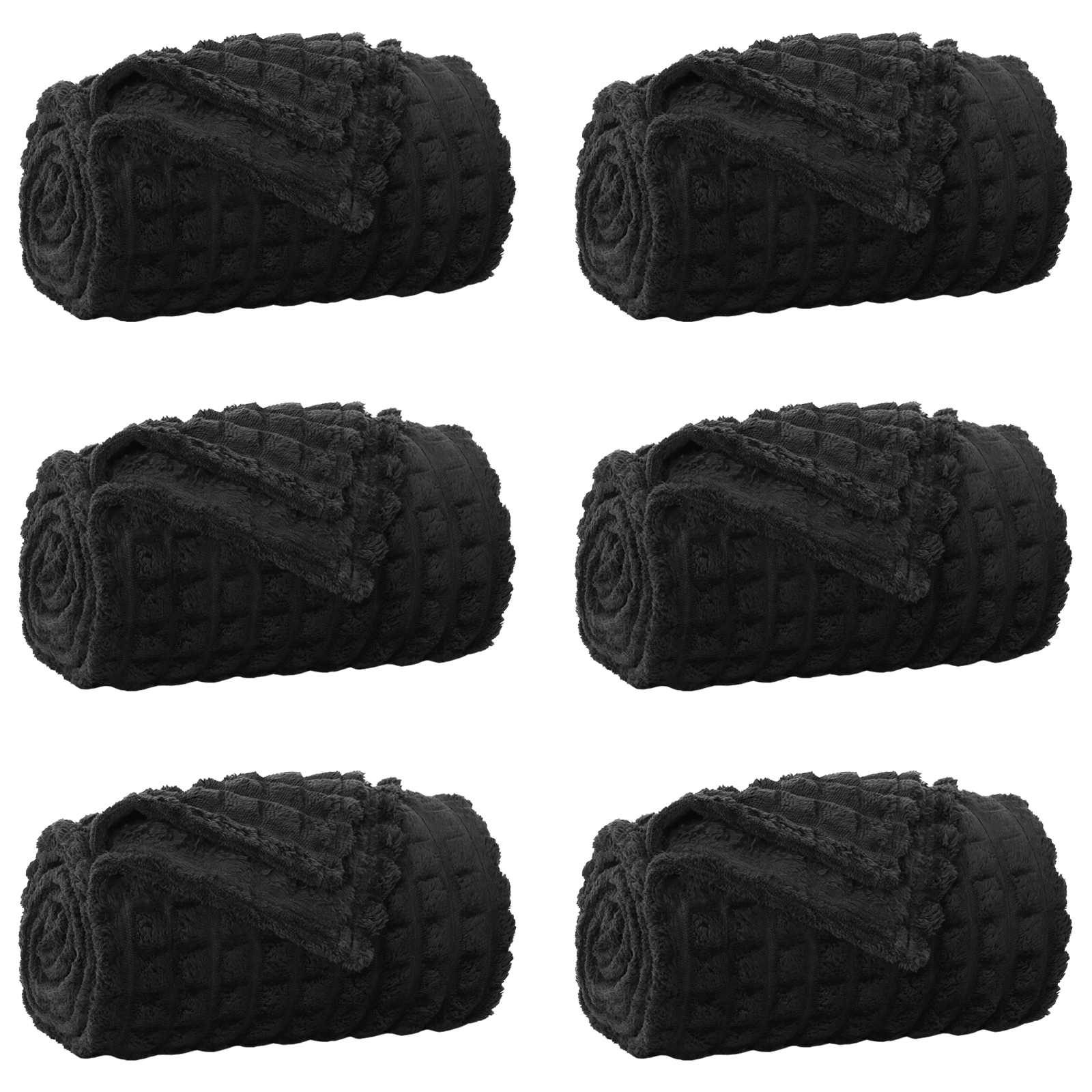 Pokrivači za bacanje 6 pcs Crna 150 x 130 cm Runo