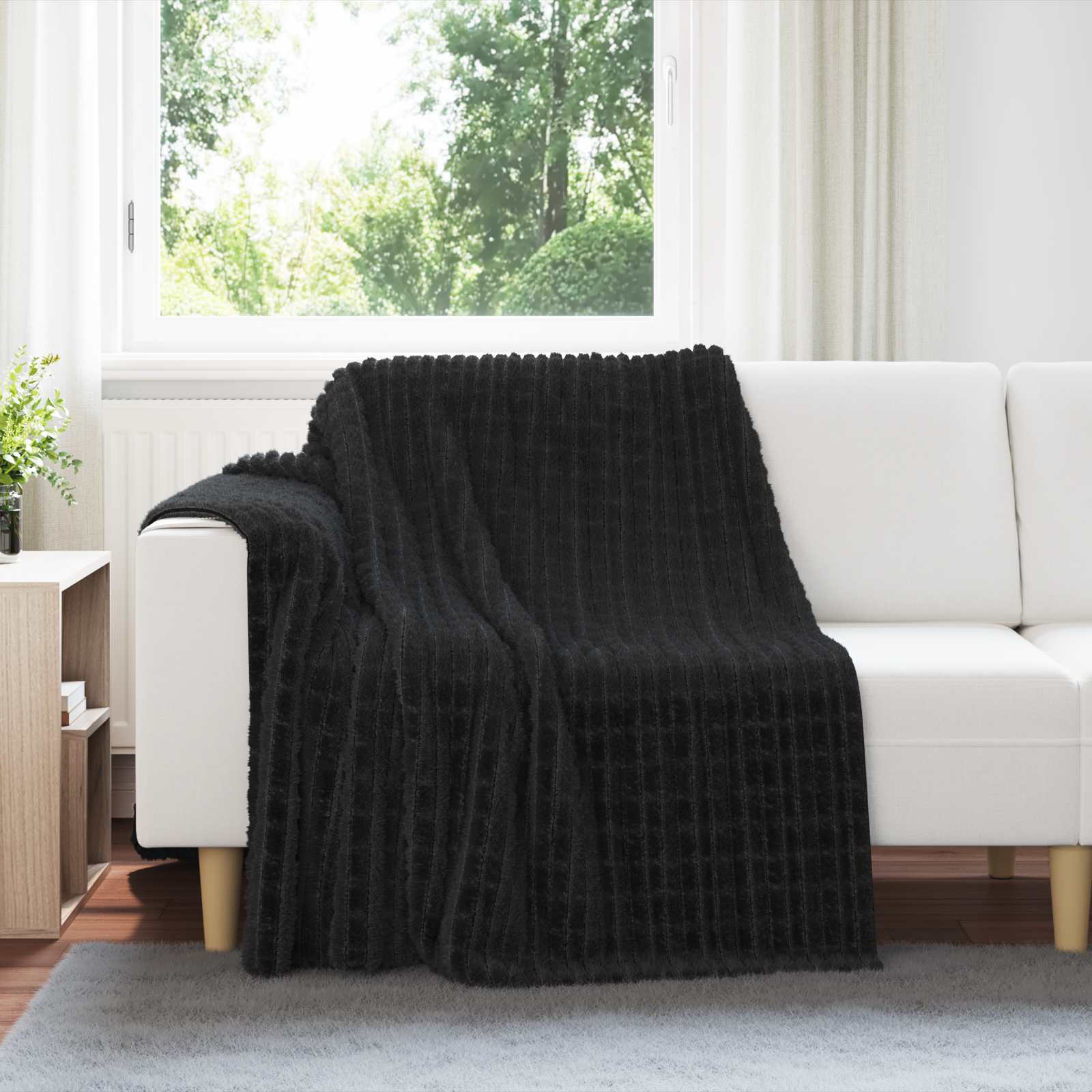 Pokrivači za bacanje 6 pcs Crna 200 x 150 cm Runo