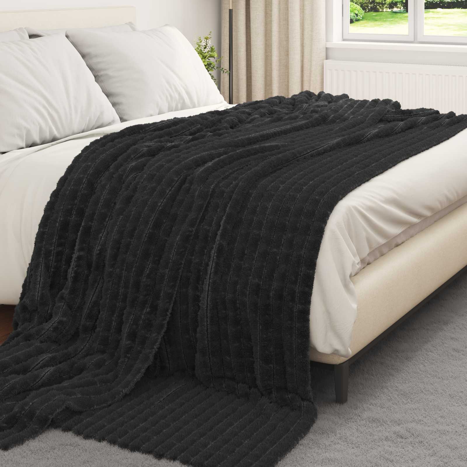 Pokrivači za bacanje 6 pcs Crna 240 x 220 cm Runo
