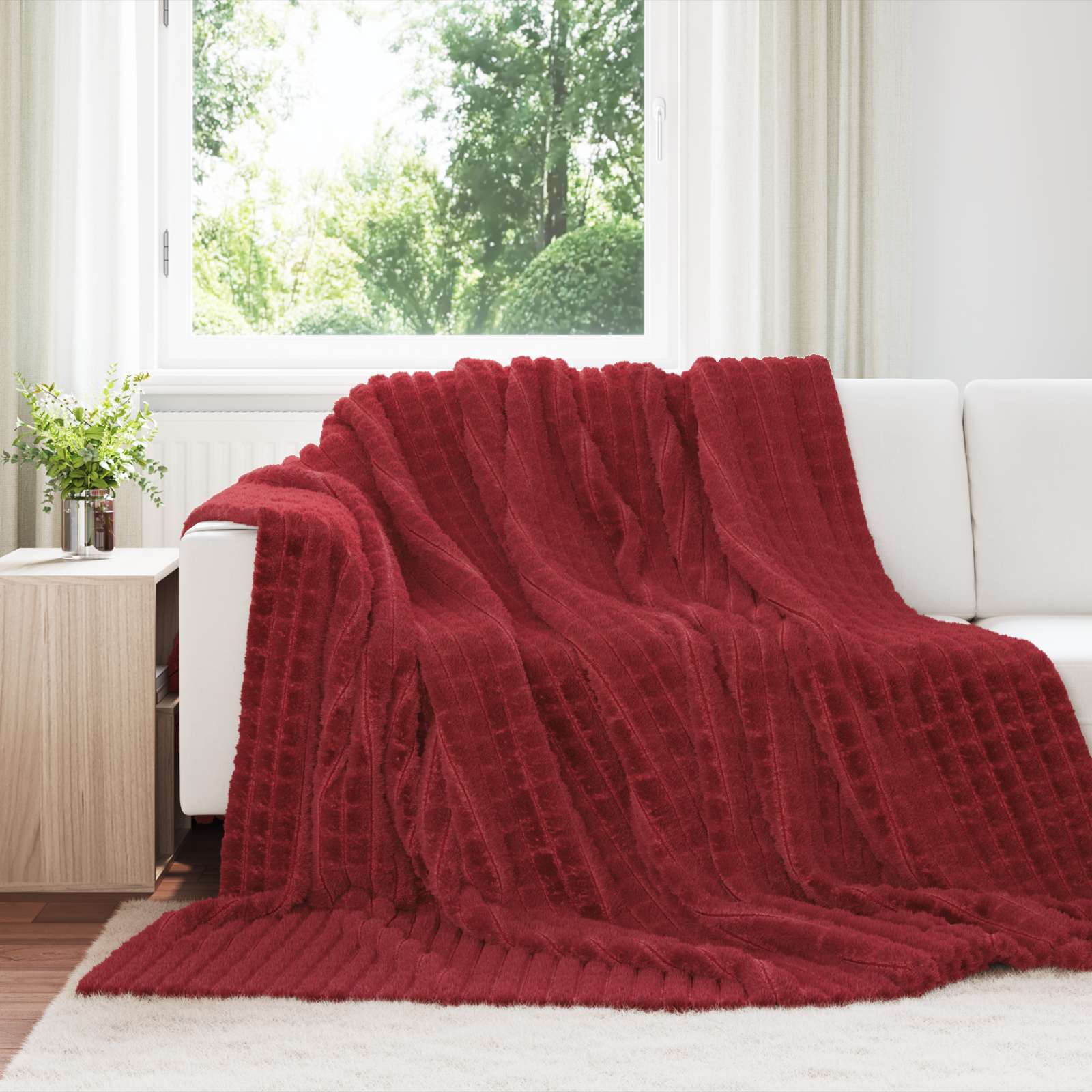 Pokrivači za bacanje 6 pcs Bordeaux Crvena 240 x 220 cm Runo