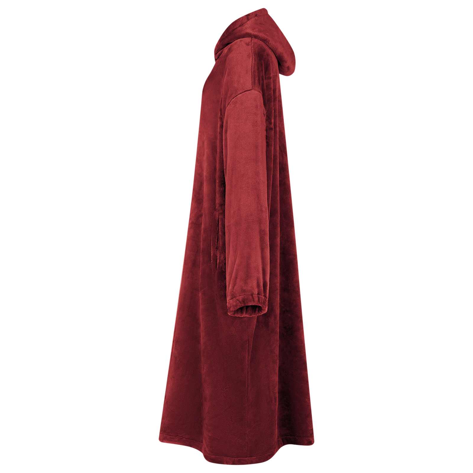 Deka majica s kapuljačom Bordeaux Crvena m Flanel