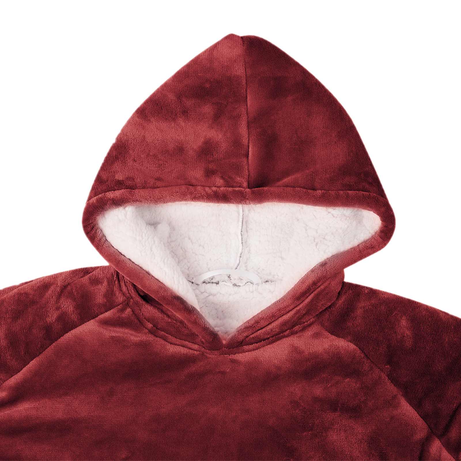 Deka majica s kapuljačom Bordeaux Crvena M Flis i flanel