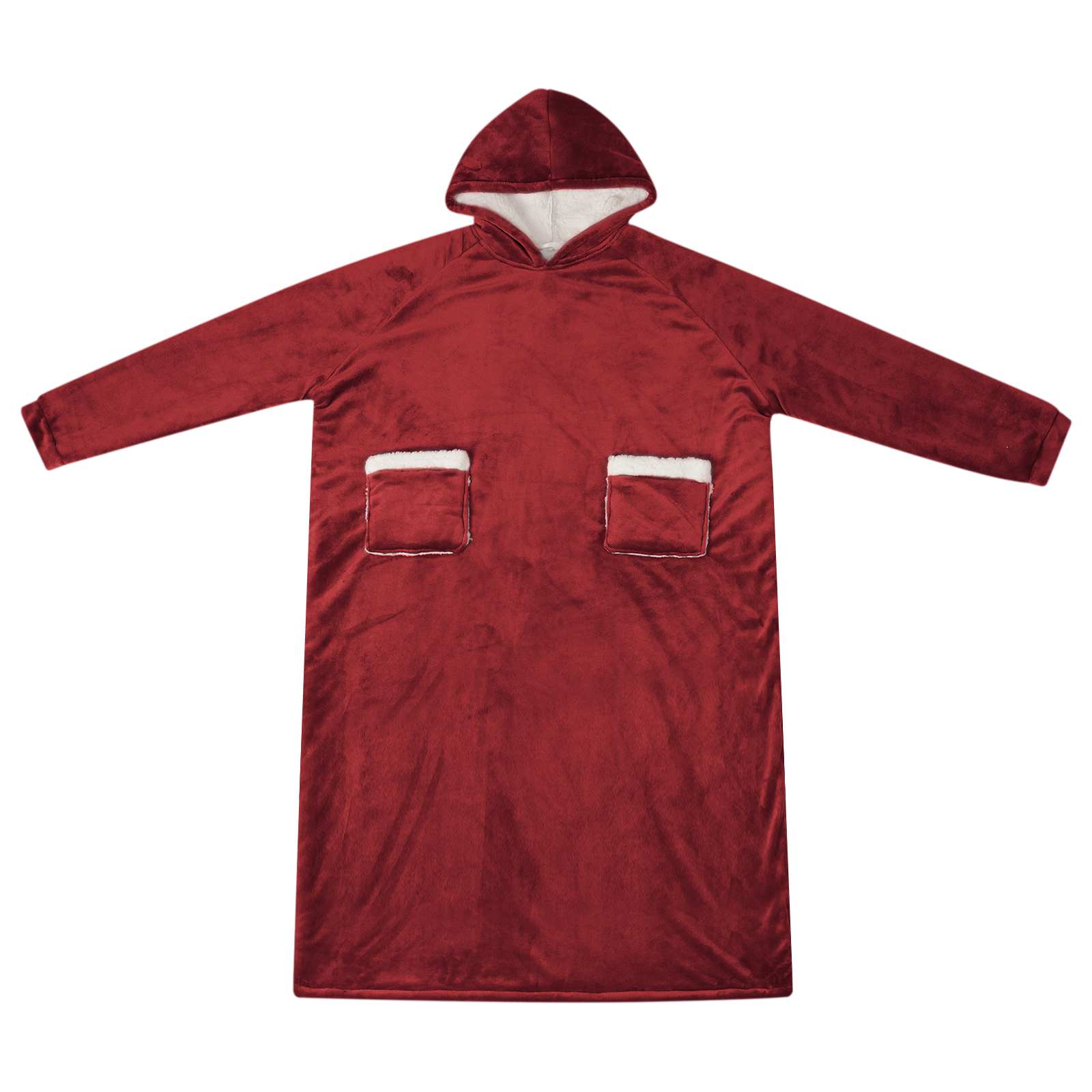 Deka majica s kapuljačom Bordeaux Crvena M Flis i flanel