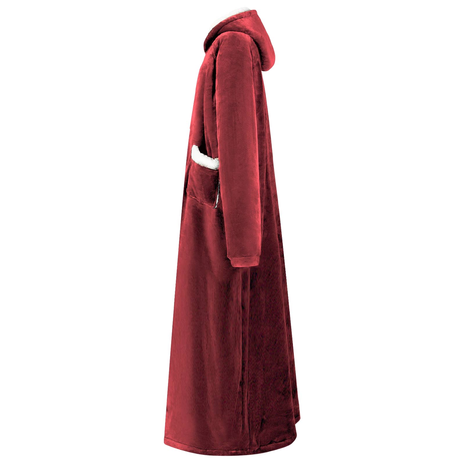 Deka majica s kapuljačom Bordeaux Crvena M Flis i flanel