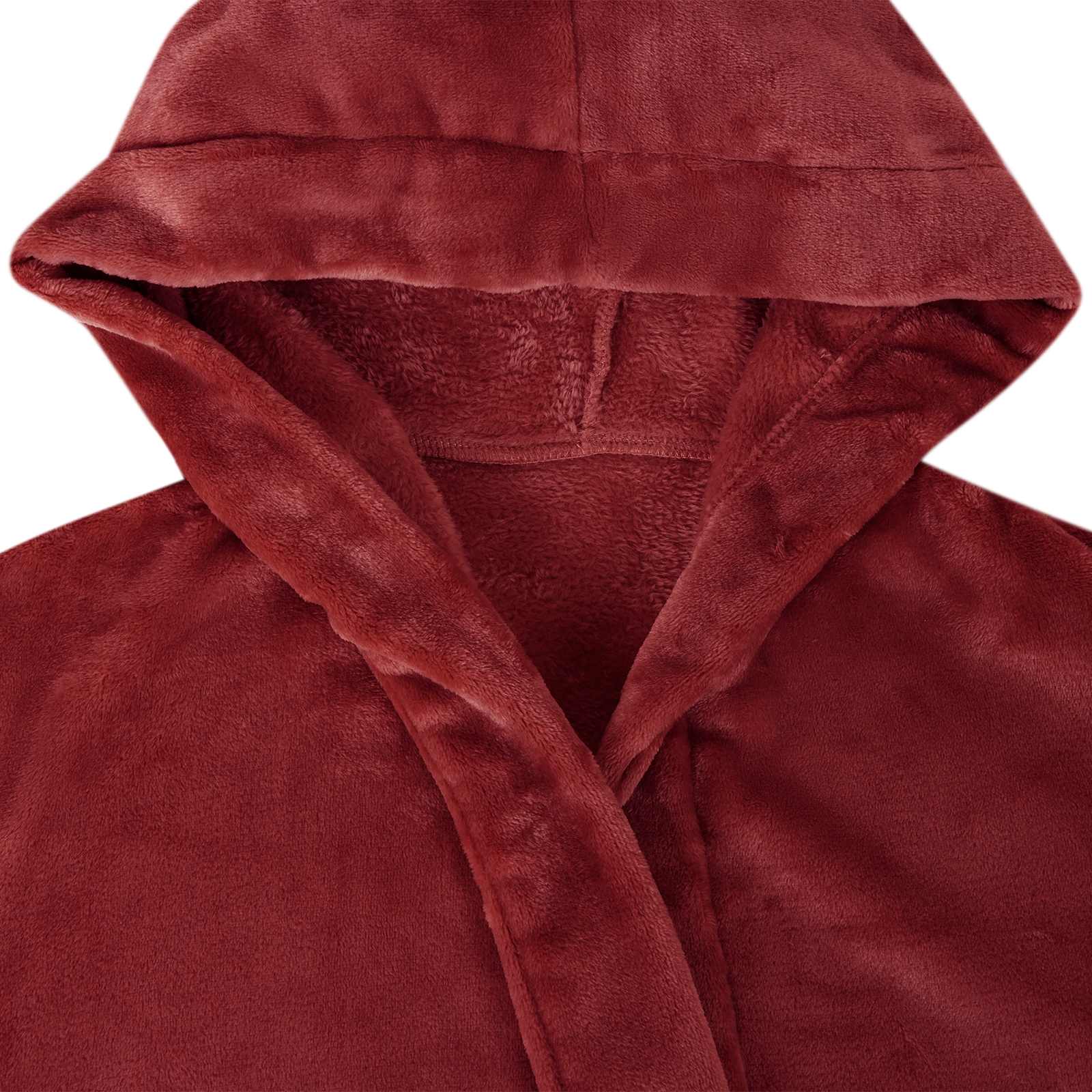 Kupaći kaput s kapuljačom Bordeaux Crvena xxl Flanel