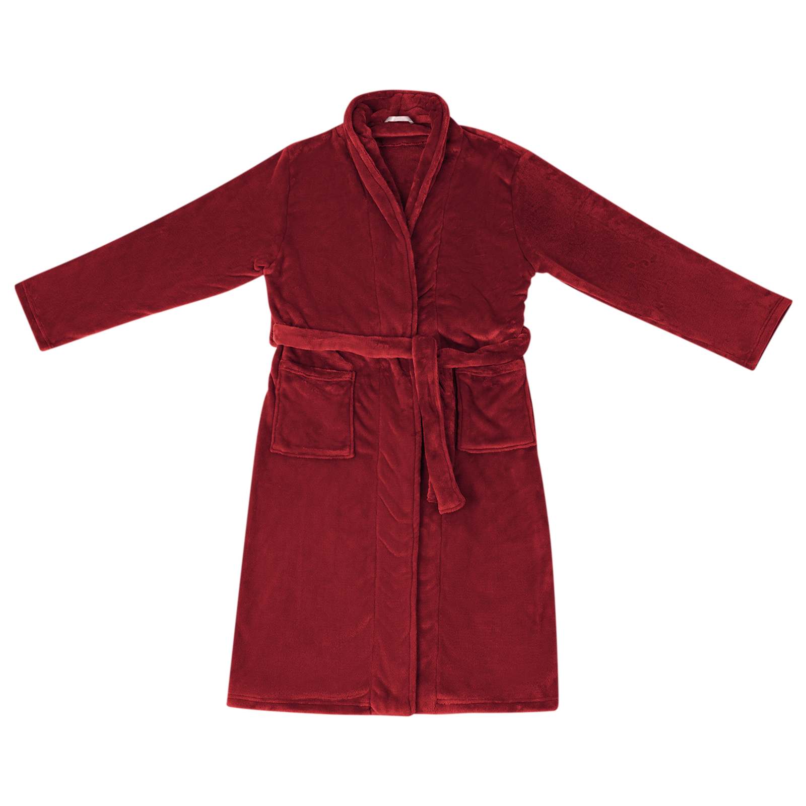 Bade mantil bez kapuljače Bordeaux Crvena s Flanel