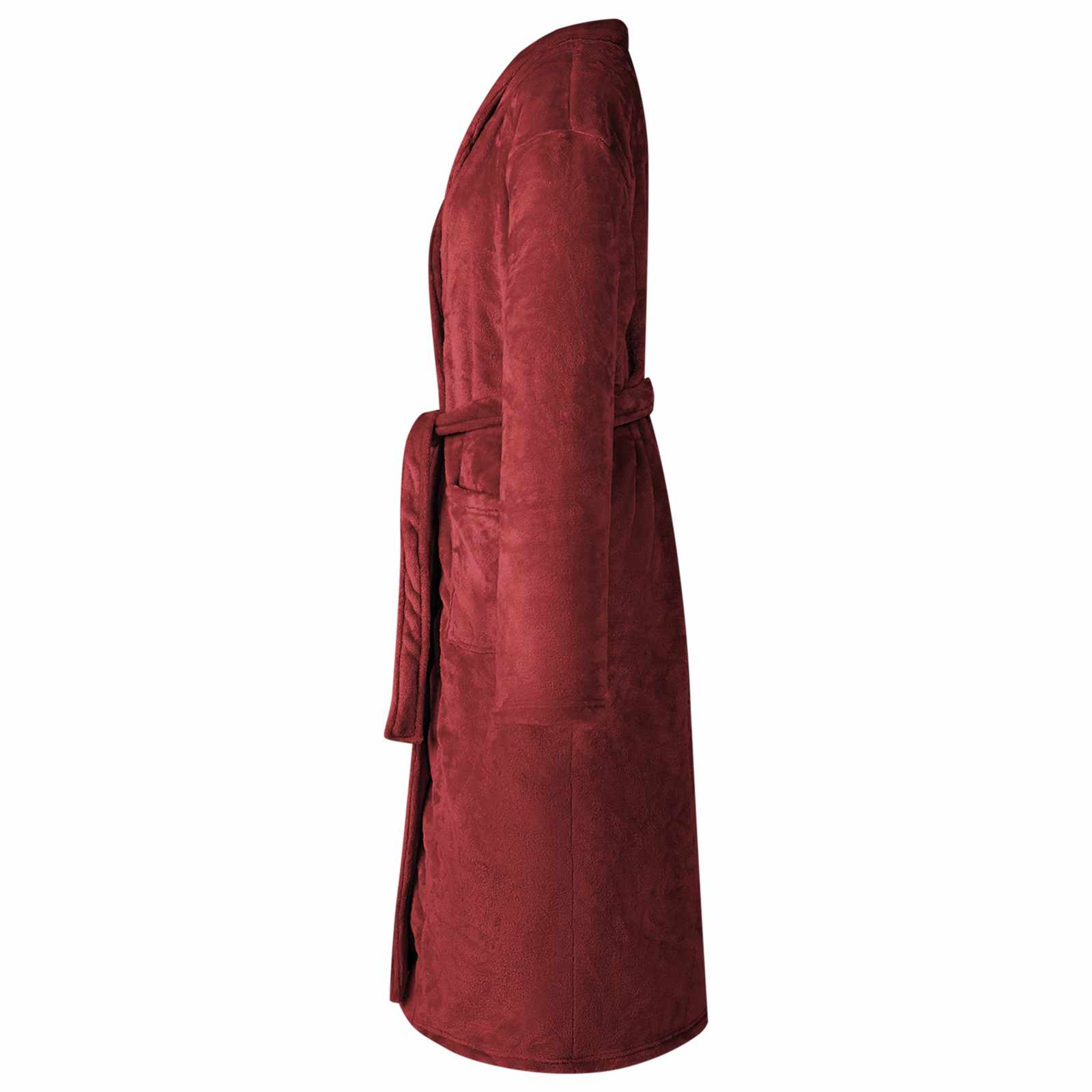 Bade mantil bez kapuljače Bordeaux Crvena xxl Flanel