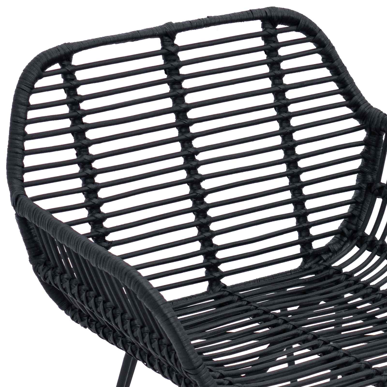 Stolac za blagovanje 2 pcs Ratan i čelik Crna 55 x 50 x 74 cm