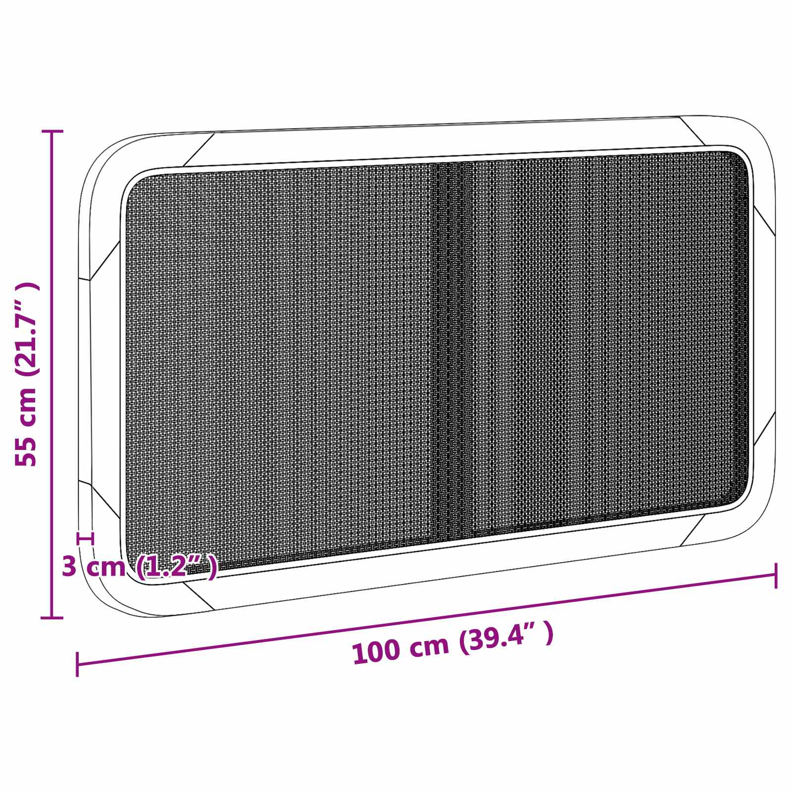 Uzglavlje s uzglavljem Crna 100 x 55 x 3 cm Ratan