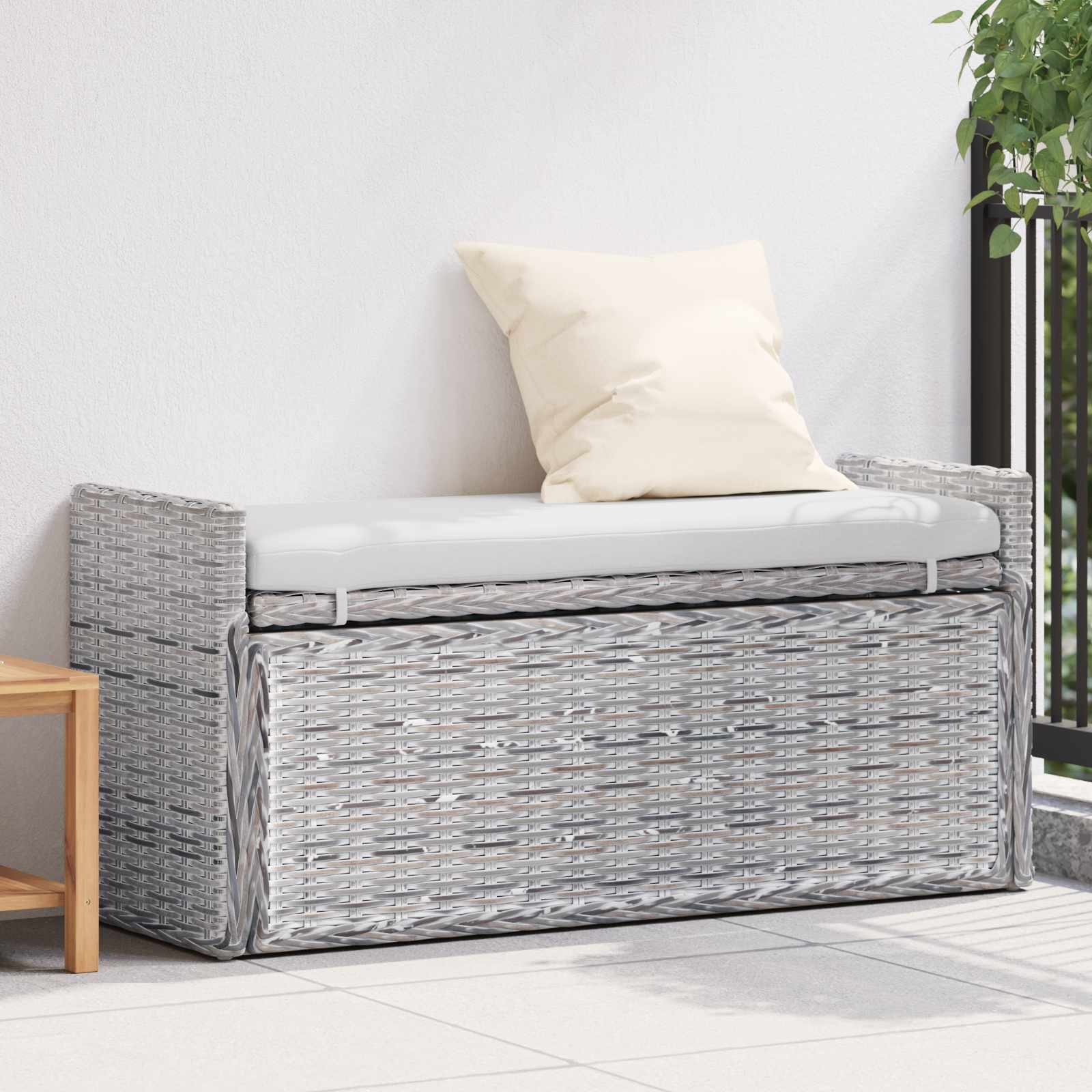 Klupa za pohranu Bijelo pranje 110 x 40 x 50 cm Ratan