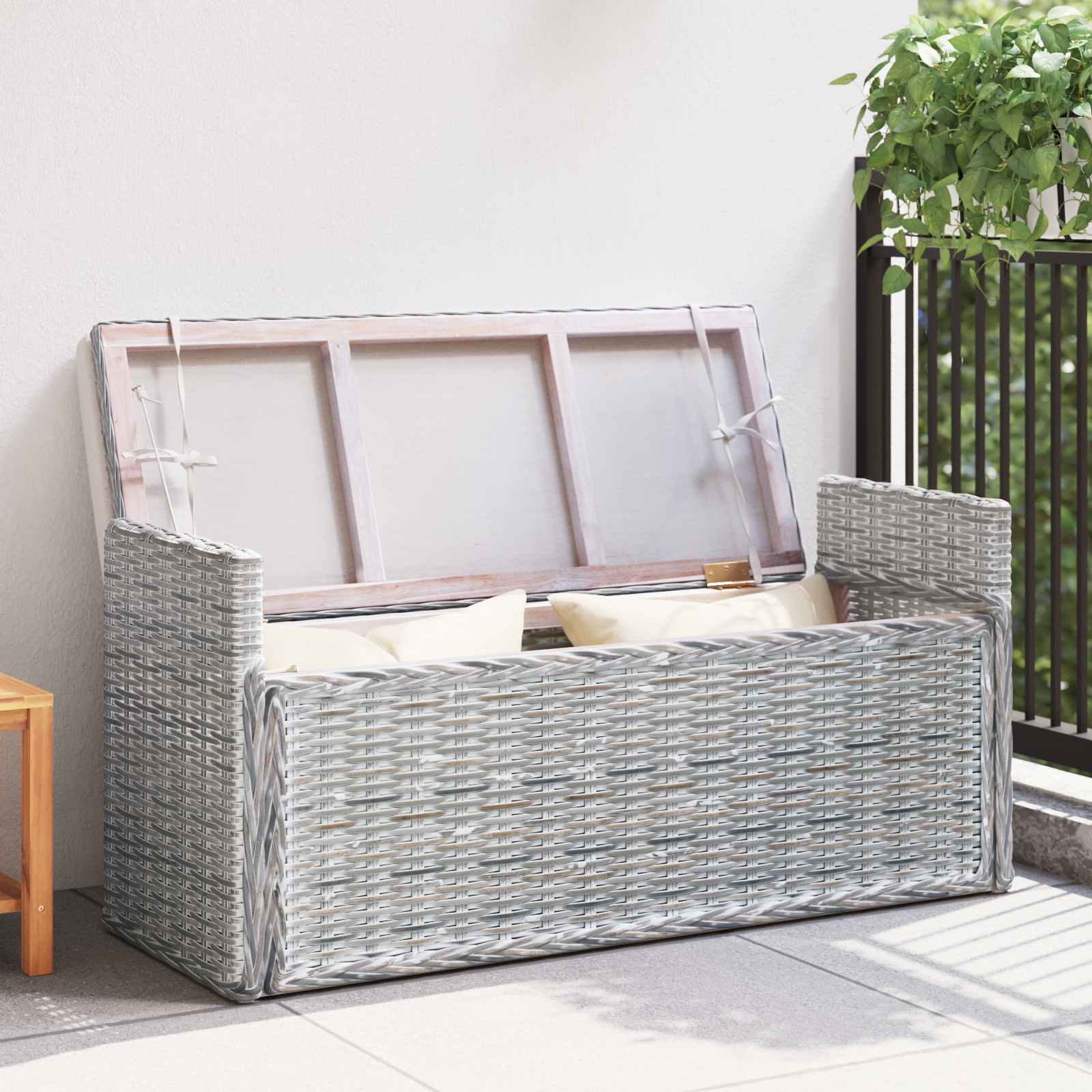 Klupa za pohranu Bijelo pranje 110 x 40 x 50 cm Ratan