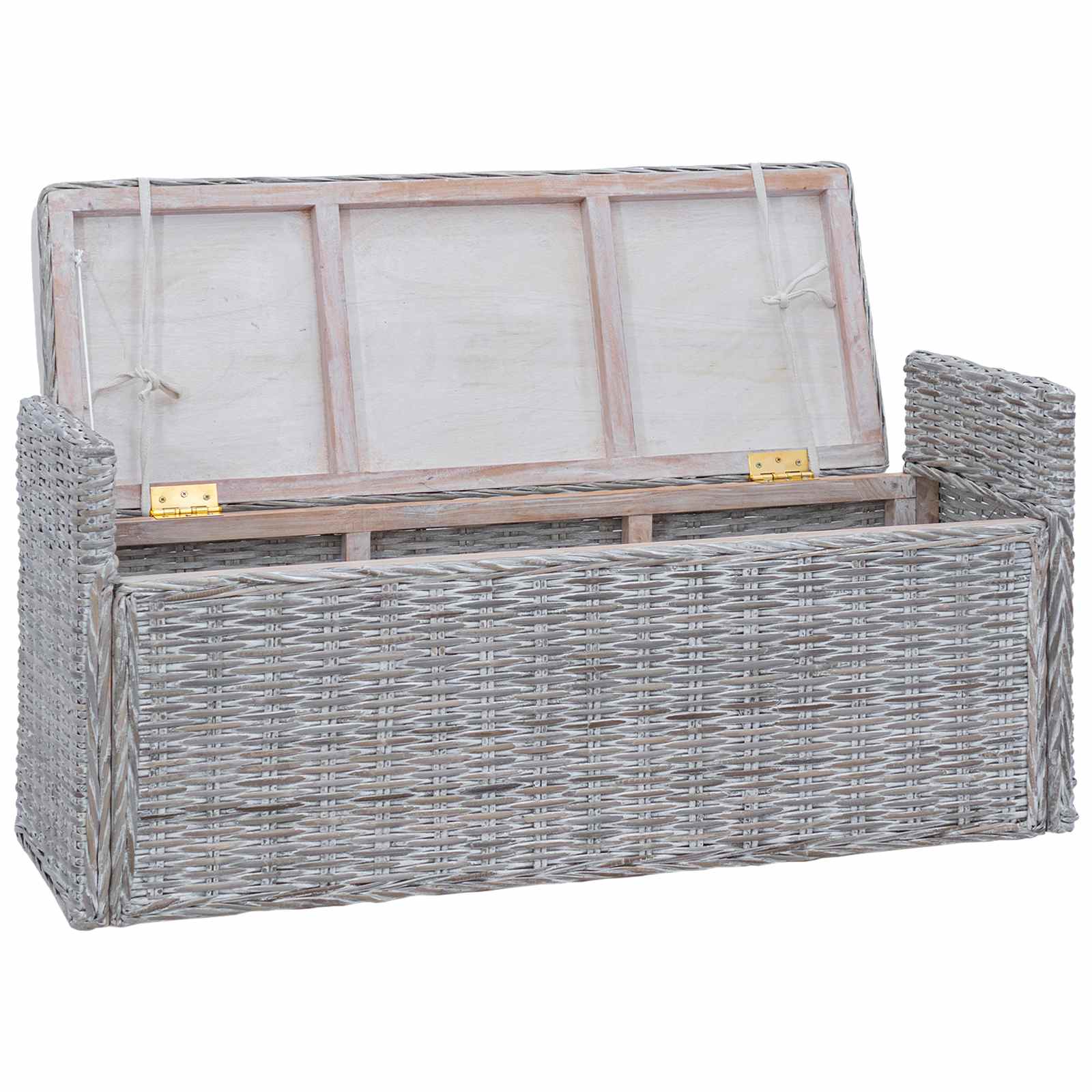 Klupa za pohranu Bijelo pranje 110 x 40 x 50 cm Ratan