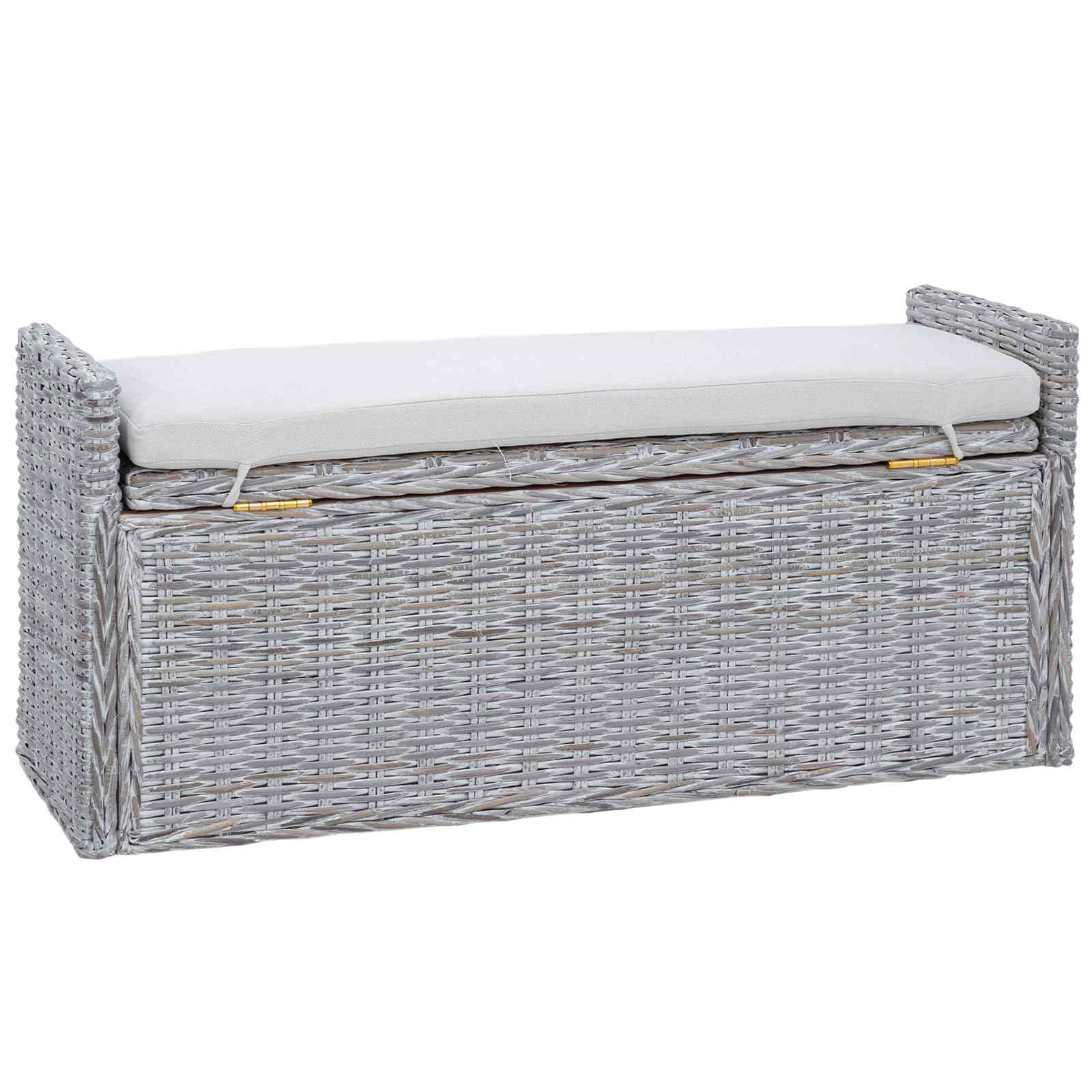 Klupa za pohranu Bijelo pranje 110 x 40 x 50 cm Ratan