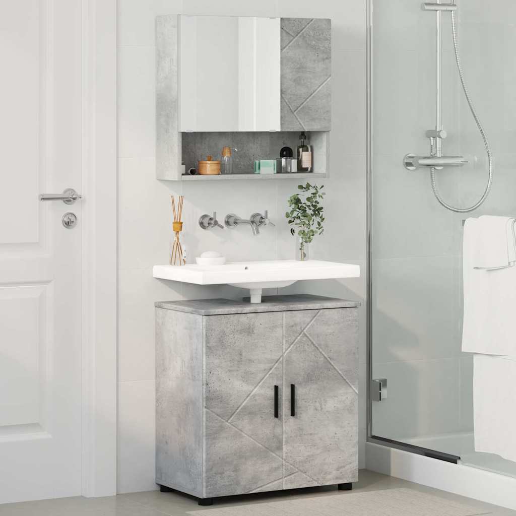 Set namještaja za kupaonicu Zidne s vratima 2 pcs Betonski sivi