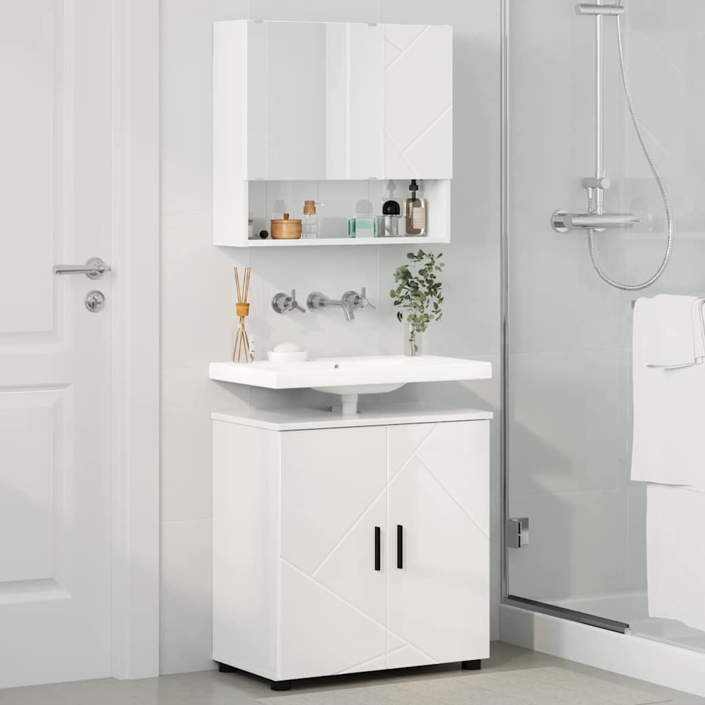 Set namještaja za kupaonicu Zidne 2 pcs Visoki sjaj bijela