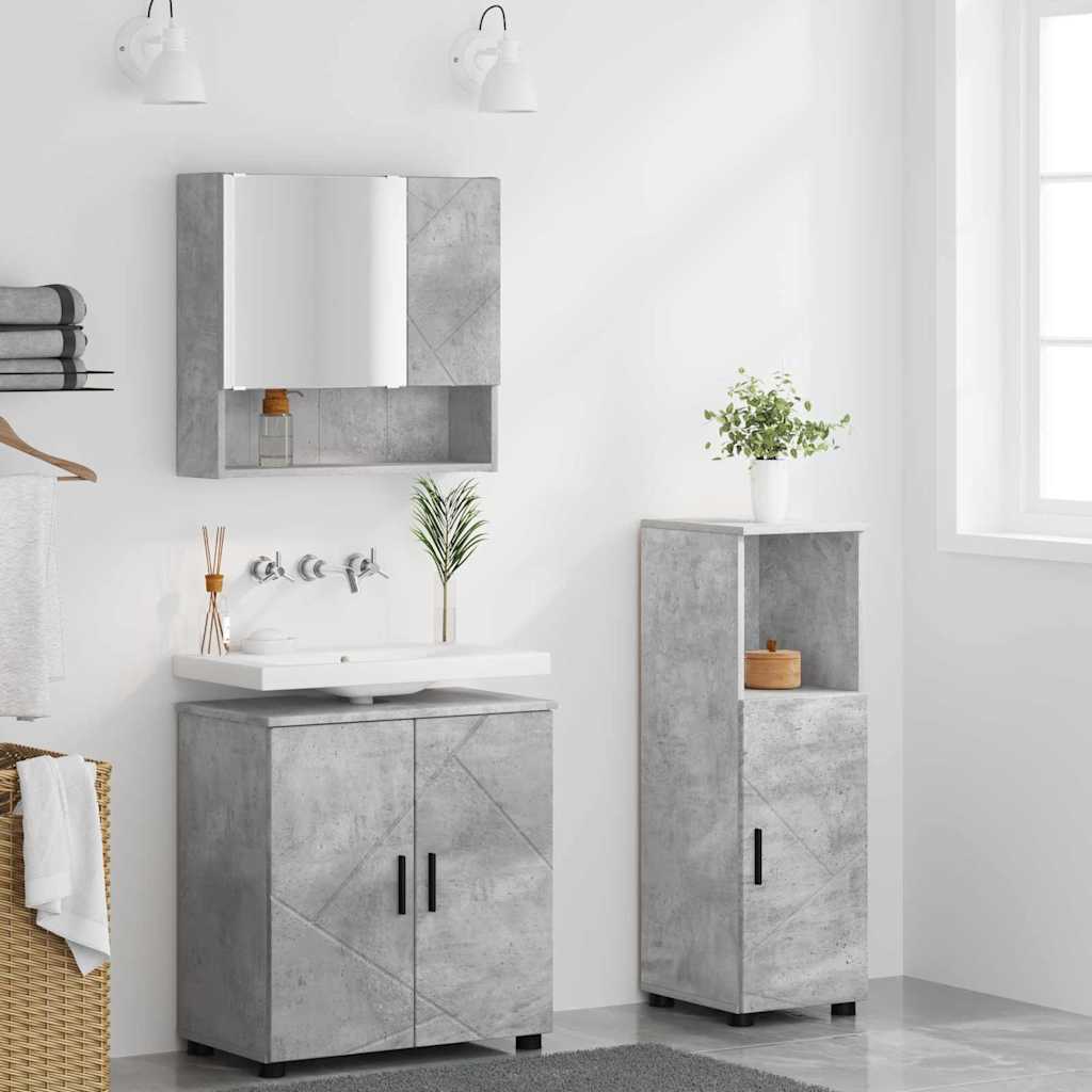 Set namještaja za kupaonicu 3 pcs Beton siva Konstruirano drvo