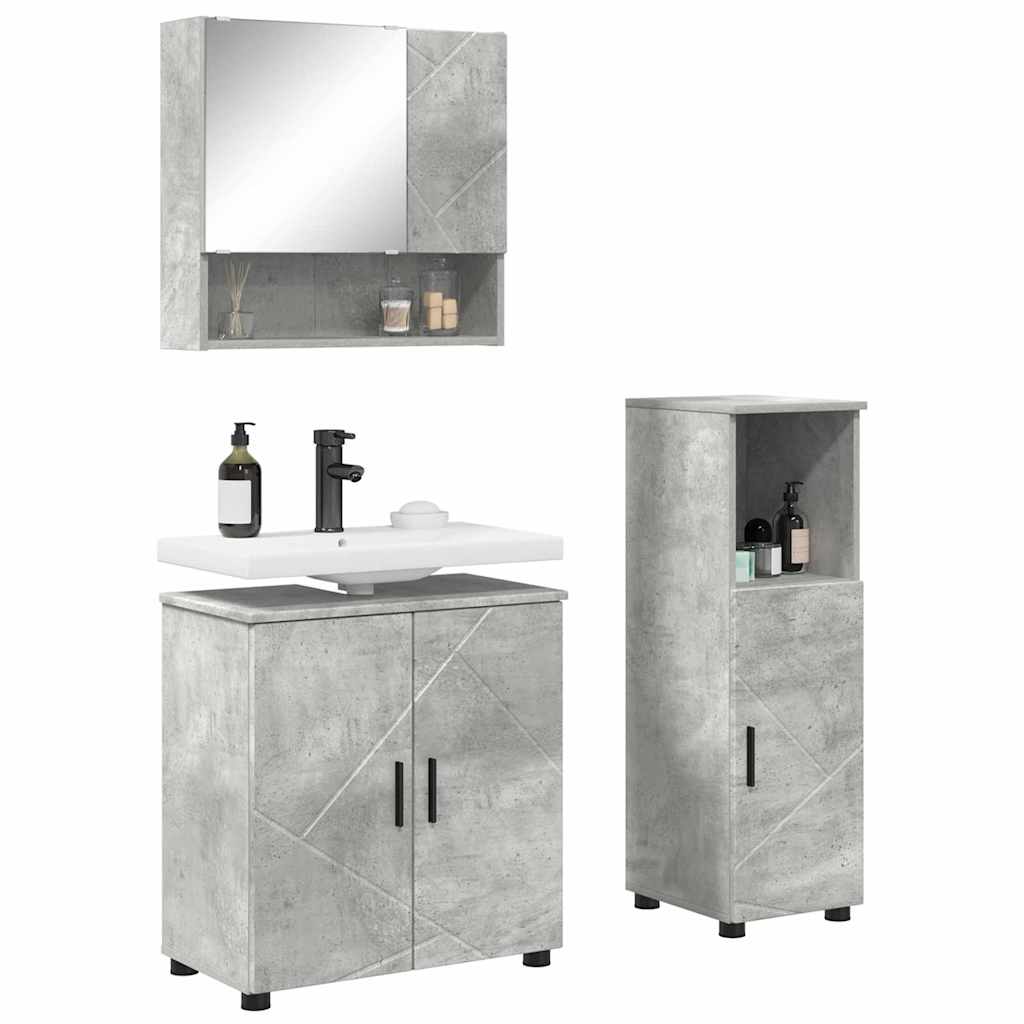 Set namještaja za kupaonicu 3 pcs Beton siva Konstruirano drvo