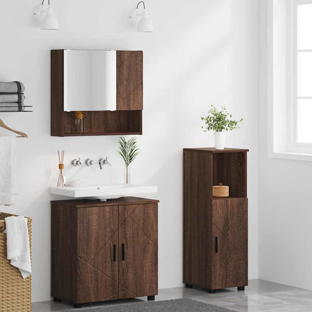 Set namještaja za kupaonicu Zidne s pohranom 3 pcs Smeđi hrast