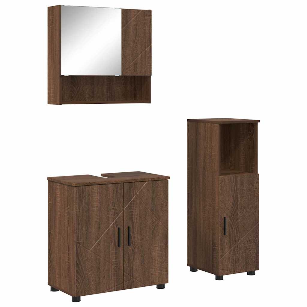 Set namještaja za kupaonicu Zidne s pohranom 3 pcs Smeđi hrast