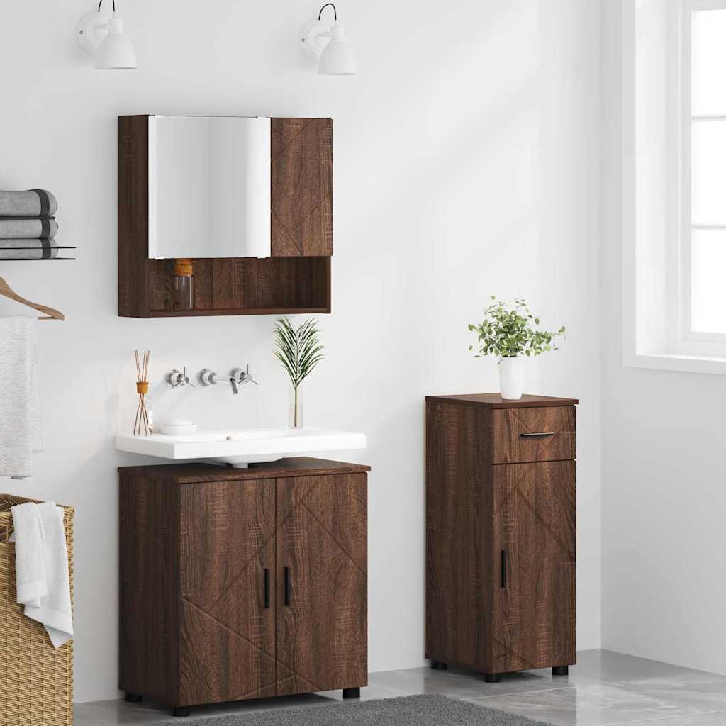 Set namještaja za kupaonicu s ladicama Zidne 3 pcs Smeđi hrast