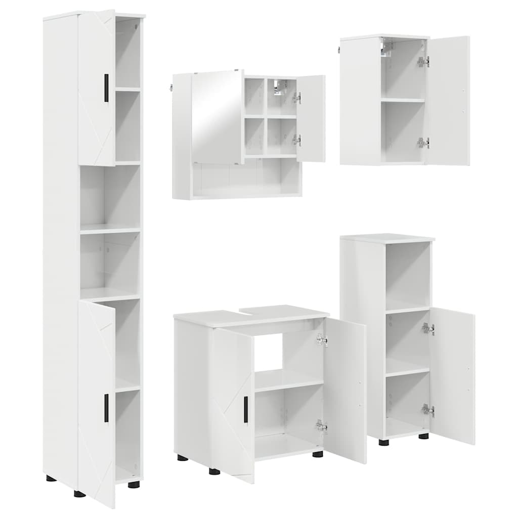 Set namještaja za kupaonicu Zidne 5 pcs Visoki sjaj bijela